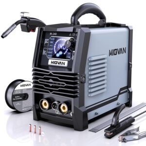 140A MIG Welder, 110V Flux Core MIG Welder/Stick/Lift TIG 3 in 1 Welding Machine with Large LED Digital Display, IGBT Inverter Portable Gasless Welder with Welding Gun and Flux...