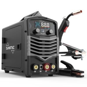 140Amp MIG Welder, 110V Flux Core MIG Welder/Lift TIG/Stick 3 in 1 Welding Machine with Synergic Control and IGBT Inverter, Portable Gasless MIG Welder with Intelligent LCD Display