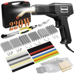 220w Plastic Welder,Upgraded 2 in 1 Plastic Welding Kit,Plastic Repair Kit 1000pcs Hot Staples & 92pcs Plastic Welding Rods for Car Bumper Plastic Crack Repair(Black)