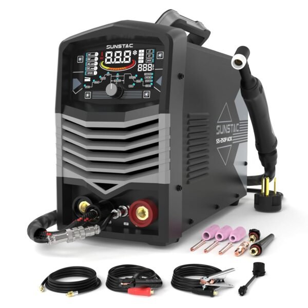 250A AC/DC Aluminum TIG Welder with Pulse, 110V/220V Dual Voltage TIG Welding Machine with DC TIG/AC TIG/Pulse TIG/SPOT TIG/Stick (GET YOUR FREE ADAPTER)