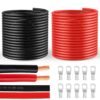 6 Gauge Wire 6 Awg Wire 20 FT Black + 20 FT Red, 6 Gauge Battery Cable 6 Gauge Marine Wire, 6 Gauge Copper Wire Welding Cable Standard with Wire Lugs Terminal Connectors and...