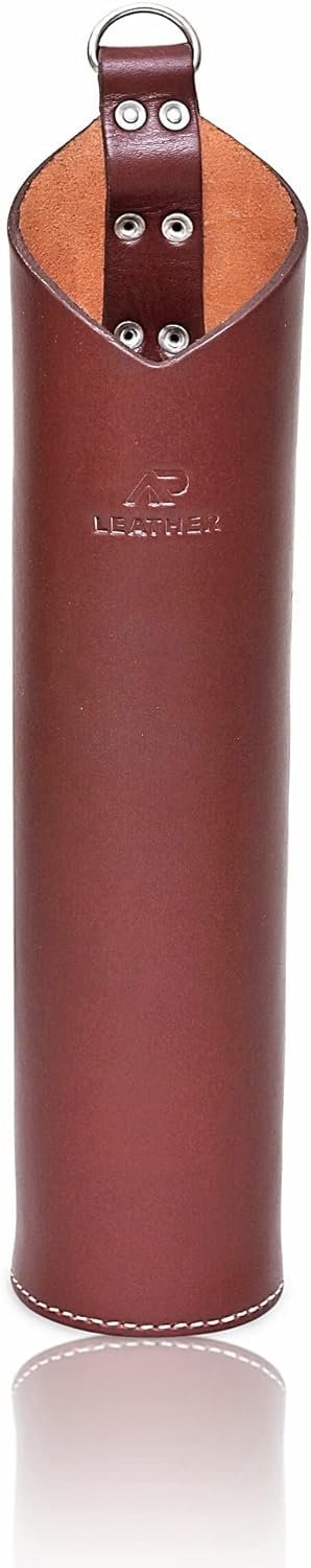 AP-LEATHER PRO-14 Top Grain Leather Welding Rod Bag, Welding Rod Holder/Electrode, Welding Rod Storage Container Color Maroon,3 Inches Diameter, 11 Inches length