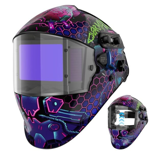 ARCCAPTAIN Flip Up Design Welding Helmet, Large Viewing 3.94" x 2.56" Auto Darkening Welding Hood, Ture Color Solar Powered Welding Mask, 4 Arc Sensor with Adjustable Shade...