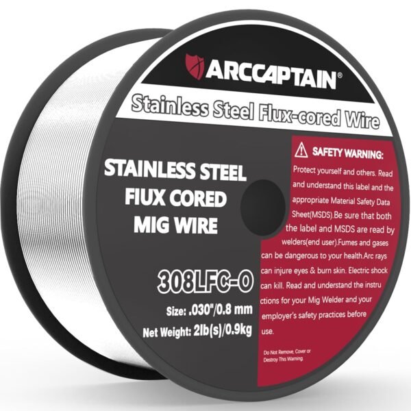 ARCCAPTAIN Stainless Steel Flux Cored Wire E308LFC-O .030-Diameter MIG Welding Wire Stainless Steel Wire with Low Splatter Compatible With Lincoln Miller Forney Harbor MIG...