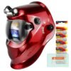 Auto Darkening Welding Helmet with Light Solar Powered True Color Welding Hood 2 Arc Sensor Wide Shade 9-13 Welding Mask with Extra Grinding Mode Weld Helmet (KTS-KP03)