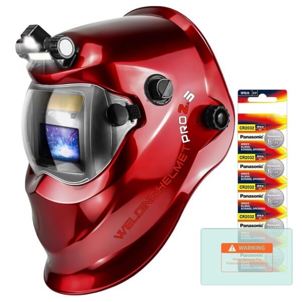 Auto Darkening Welding Helmet with Light Solar Powered True Color Welding Hood 2 Arc Sensor Wide Shade 9-13 Welding Mask with Extra Grinding Mode Weld Helmet (KTS-KP03)