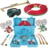 Cutting Welding Torch Kit, Oxygen Acetylene Torch Kit, Oxy Acetylene Torch Welder, Portable Oxy Brazing Kits, Professional Welder Tool Set with Two Hose, Regulator Gauges,...