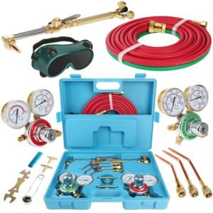 Cutting Welding Torch Kit, Oxygen Acetylene Torch Kit, Oxy Acetylene Torch Welder, Portable Oxy Brazing Kits, Professional Welder Tool Set with Two Hose, Regulator Gauges,… Cutting Welding Torch Kit, Oxygen Acetylene Torch Kit, Oxy Acetylene Torch Welder, Portable Oxy Brazing Kits, Professional Welder Tool Set with Two Hose, Regulator Gauges,...