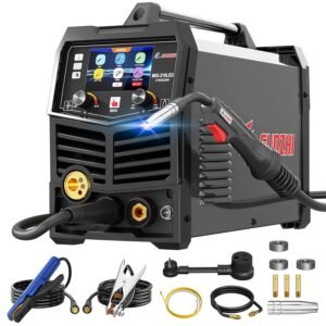 GZ GUOZHI 210A MIG Welder, 8 in 1 Gas MIG/MAG/Gasless Flux Core MIG/Lift TIG/Stick/Spot Welding/Spool Gun, Aluminum Pulse Mig Welding Machine Large LED Display 110V/220V...