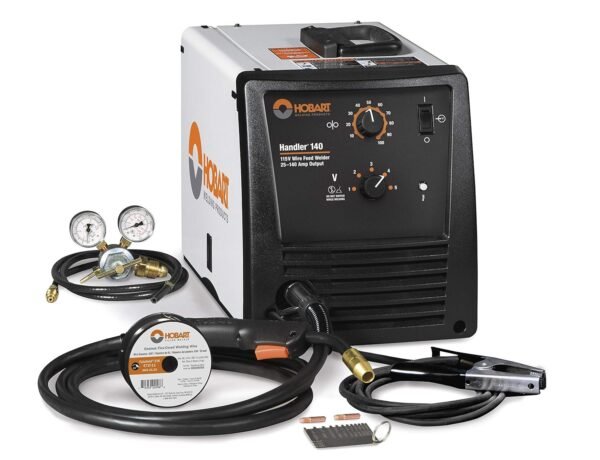 Hobart Handler 140 MIG Welder 115V (500559 ) - Durable, Portable Wire Feed Welder Machine - Flux Core Welding Machine with Dual-Gauge Regulator - MIG Welding Machine Welds Up To...