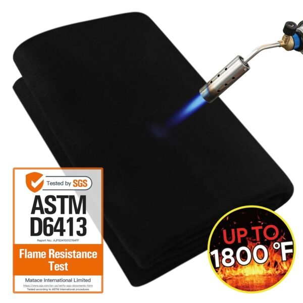 Matace 40x40 Inch Large Fireproof Welding Blanket & Pad, 5mm Thickened Fire Resistant Carbon Felt Cloth, Flame Retardant Fabric, Heat Shield for Grill Cover, Soldering, Firepit,...