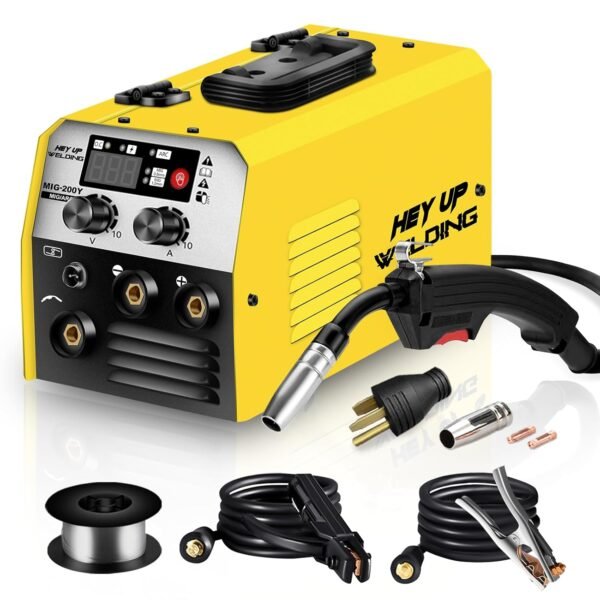 MIG Welder, 140Amp 2 IN 1 Stick/Flux Core Welder with Flux Cored Wire, Multi Process Welding Machine 110V/220V Dual Voltage Portable Welder Equipment with Electrode Holder IGBT...
