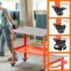 Movable Welding Table,36"x18"Welding Tool Car,Movable Welding Workbench Table,Easy Setup Portable Workbench,Heavy-Duty Load Capacity,with Tool Slots and Fixture Holes,Tool Tray