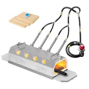 Nelyrho Gas Propane Forge 2600°F,Double Door,Large Capacity,Portable Equipment,Knife Making(Stainless Steel) Blacksmithing Farrier tool,Gas Welding Kits, Forge Kit (Four Burners)