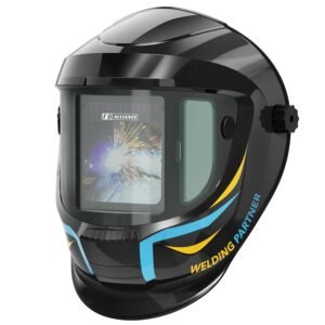 Panoramic 180° View Auto Darkening Welding Helmet, Large Viewing 3.94"X3.82" True Color Solar Power Welding Hood with Side View, 4 Arc Sensor Wide Shade 4/5-9/9-13 Welding Mask...