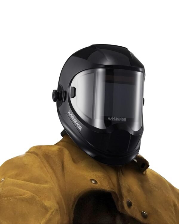 Panoramic View Welding Helmet Auto Darkening, Welding Hood with 4 Arc Sensor Solar Power, True Color Shade 5-8 and 9-13 Idear for TIG MIG ARC, Adjustable Delay and Sense (E980S)