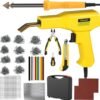 Plastic Welder, 2 in 1 Plastic Welding Kit, SONNLER 1000PCS Hot Stapler Plastic Repair Kit For Car Bumper Crack Repair with Iron, Rods, Metal Mesh, Abrasive Paper, Aluminum Tape