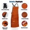 QeeLink Leather Welding Work Apron with 6 Tool Pockets, Heat & Flame Resistant Apron, 24" x 36", Adjustable M to XXXL