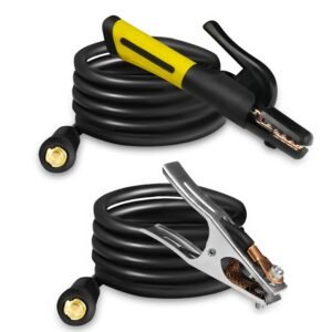 SSIMDER Welding Stinger Electrode Holder with Lead and Ground Clamp Supports Dinse 10-25 Connector Welding Rod Holder for 600A Heavy Duty ARC Stick Welding Home DIY Auto Repair