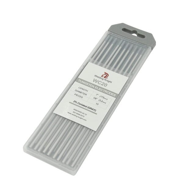 TIG Welding Tungsten Electrodes 2% Ceriated 1/8" x 7" (Gray, WC20) 10pk