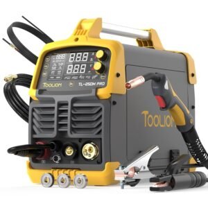 TOOLIOM Aluminum MIG Welder with Pulse 250A 110V/220V Dual Voltage 5 in 1 Multifunctional Welding Machine Gas/Gasless Flux MIG/Lift TIG/Stick/Spool Gun with LCD Digital Display