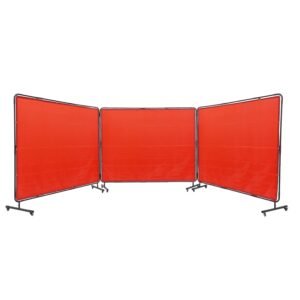 VEVOR Welding Screen with Frame, 6' x 8' 3 Panel Welding Curtain Screens, Flame-Resistant Vinyl Welding Protection Screen on 12 Swivel Wheels (6 Lockable), Moveable &...