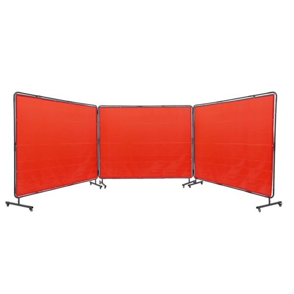 VEVOR Welding Screen with Frame, 6' x 8' 3 Panel Welding Curtain Screens, Flame-Resistant Vinyl Welding Protection Screen on 12 Swivel Wheels (6 Lockable), Moveable &...