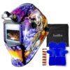 Welding Helmet Auto Darkening Welding Hood True Color Solar Powered Welding Mask 1/1/1/1 Optical Clarity Weld Helmet Wide Shade 5-9/9-13 with 4 Arc Sensor Welding Helmets for...