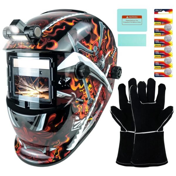 Welding Helmet Auto Darkening Welding Hood with Light True Color 1/1/1/2 Top Optical Clarity Wide Shade 9-13 Welder Helmet Welding Mask with Grinding (KTS-HD106)