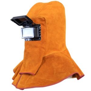 Welding Helmet with Auto Darkening Filter Lens, T TOVIA Leather Welder Hood Full Protective Welding Mask with Neck Shoulder Drape for Welding Workplaces