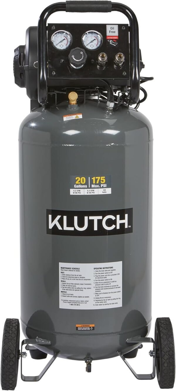 61BDfEqoS3L._AC_SL1500_ Klutch Portable Air Compressor 20 Gallon Review Reliable Workshop Power Tool